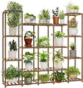 Bamworld Large Plant Shelf Indoor Plant Shelf Outdoor Tall Wood Plant Holder for Living Room Multiple Plants Patio Balcony Garden 17 Pots