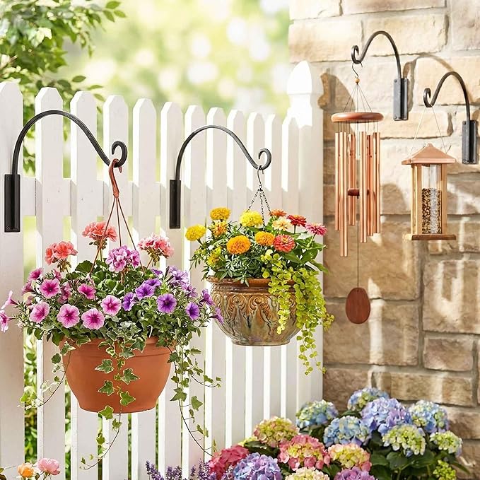 Qiang Ni Heavy-Duty Plant Hanger - 16 Inch 80lb Metal Wall Mount Plant Bracket for Indoor Outdoor Hanging Bird Feeders, Flower Baskets, Lanterns