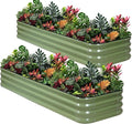 1MORE Raised Garden Bed -8X2X1 Galvanized Planter Box for Outdoor Gardening,5 in 1 Modular Raised Bed Kit with Protective Tape, Gloves for Herb,Ideal for Vegetables and Plants.Green-2pack