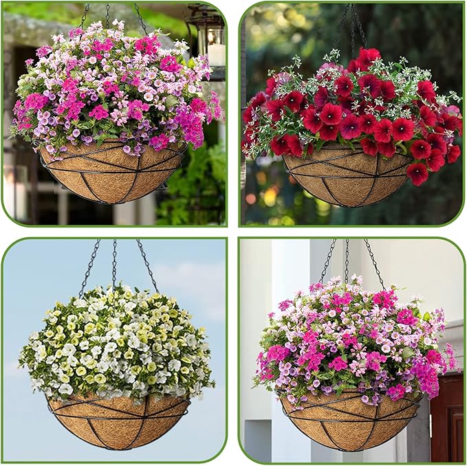 18 Inch 4 Pack Natural Coconut Fiber Liner for Hanging planters Round Coco Replacement Liners for Flower Basket Planter Large Coco Coir Pots for Outdoor Garden Plants