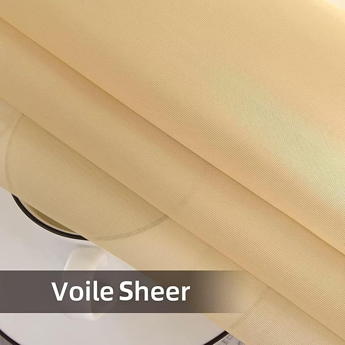 SpaceDresser Waterproof Outdoor Sheer Curtains for Patio - 4 Panels Rod Pocket Indoor Voile Sheer Curtain for Living Room,52W x 96L inch, Beige
