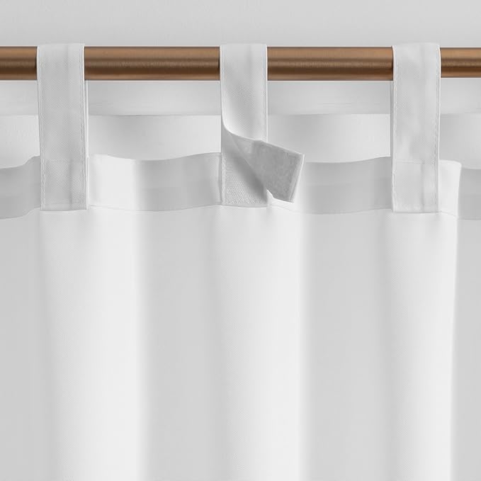 Elrene Home Fashions Matine Weatherproof Tab-Top Indoor/Outdoor Solid Color Curtain Panel for Porch, Pergola, Patio, Deck, 52”W x 95”L, White