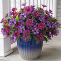 Fake Artificial Flowers for Outdoors Decoration,4 Bundles Silk Faux Spring Flowers with Plants Leave UV Resistant for Planter Front Door Porch Yard Patio Window Box Home Indoor Decor