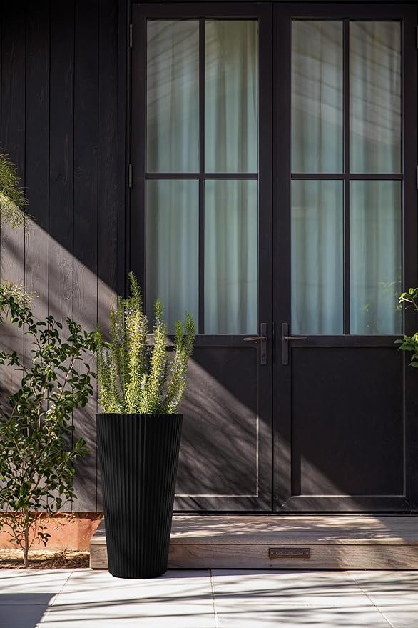 Veradek Demi Series Tall Planter for Porch, Patio, Backyard | Durable Plastic-Stone Composite Material | Modern Décor for Tall Plants, Grasses