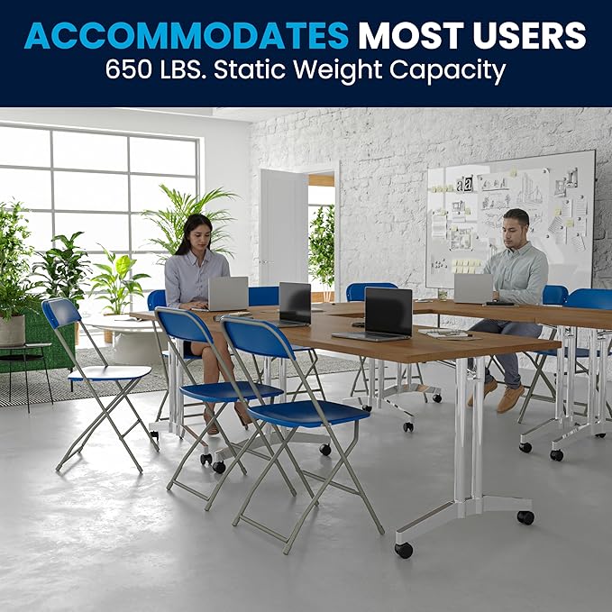 Flash Furniture Hercules Series Plastic Folding Chair - Blue - 6 Pack 650LB Weight Capacity Comfortable Event Chair-Lightweight Folding Chair