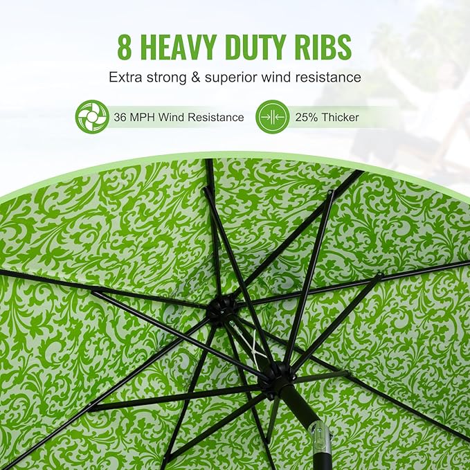 Backyard Expressions 9 ft. Patio Umbrella, Market Table Umbrella w/Tilt and Crank, 8 Ribs