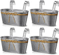 Hicarer 4 Pcs Metal Hanging Flower Pots, 10.6 Inch Vertical Grained Metal Color Outdoor Hanging Planters Window Plant Holder with Detachable Hooks for Railing Fence Balcony Garden Yard