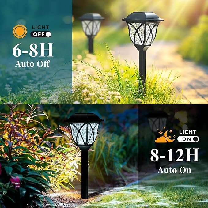 GIGALUMI 8 Pack Solar Lights Outdoor Waterproof, LED Solar Garden Lights, Outdoor Decorations, Garden Decor for Yard, Patio, Landscape, Planter, Walkway (Cold White)