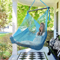 Caribbean Hammock Swing Chair with Spreader Bar, Large Hammock Chair, Hand Craft Rope Hanging Chair Outdoor, Indoor, Bedroom, 330 LBS Weight Capacity, Blue