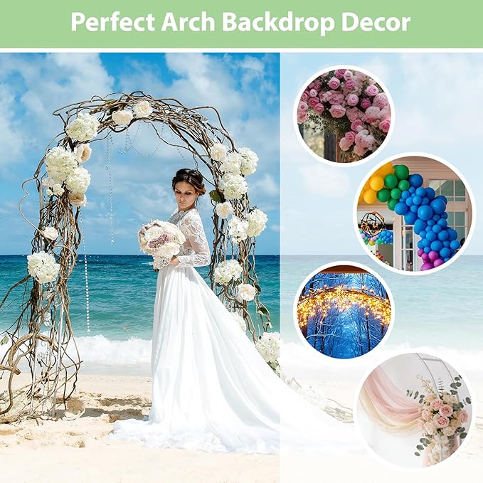 RUBFAC 94" Metal Wedding Arch Frame, White Garden Trellis for Climbing Plants Outdoor, Garden Arbors and Arches Party Archway for Flower Rose Vines Birthday Bridal Christmas Decoration