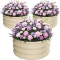 ZXZYHFTY Round Galvanized Raised Garden Bed kit,White Outdoor Garden Raised Planter Box, Round Large Metal Raised Garden Beds for Vegetable 2 * 2 * 1ft 3 Pcs