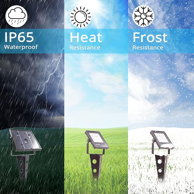 Solar Spotlights Outdoor Waterproof, Zeta 6-in-1 Spot Lights Metal Warm White Auto On/Off Dusk to Dawn Landscape Flag Pole Uplights for Outside House Trees Garden Yard Driveway Pathway Lawn