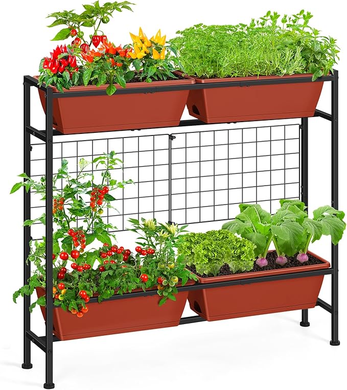 Raised Garden Beds with Legs, Elevated Planter Box Outdoor for Vegetables, Flowers, Herbs, Indoor Standing Garden Bed with Drainage Holes for Backyard Patio Gardening, Red