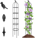 6.7FT Garden Obelisk Trellis for Climbing Plants,Adjustable 5-Tier Metal Plant Support,Rustproof Outdoor Plant Tower with 3 Decorative Tops for Roses,Tomatoes,Clematis & Vines,Black