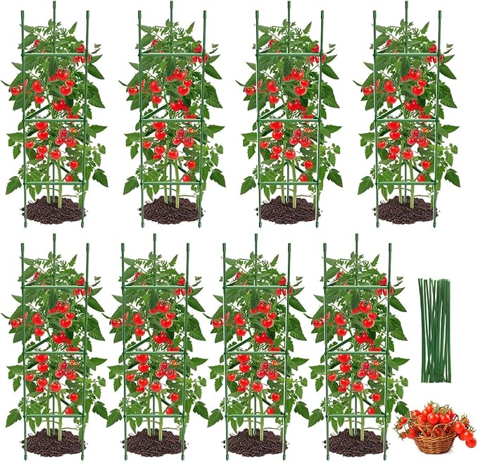 8PCS Tomato Cages for Garden, Tomato Trellis for Raised Garden Bed, 51.2" Tall Cage Plant Support for Pots, Gardening Supplies Trellis for Climbing Plants (8PCS，High: 51.2 Inch)