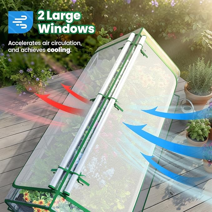 Quictent Raised Garden Bed Galvanized Raised Beds for Gardening Vegetables with Cover 8x4x1 ft Metal Planter Box Outdoor Use (Clear)