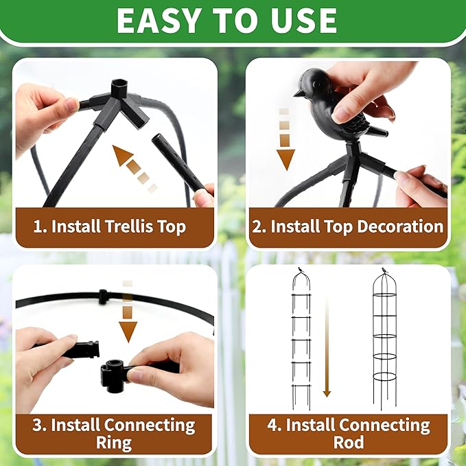 2-Pack 6.7FT Garden Obelisk Trellis for Climbing Plants,81”Metal Plant Support Tower,Heavy Duty Thickened Tube,Rustproof Black Vine & Flower Stand for Outdoor Indoor Use