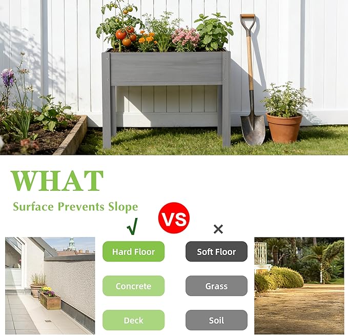 SoliWood Raised Garden Bed with Legs, 40x20x31'', Outdoor Wood Elevated Planter Box, Thick Legs, w/Liner