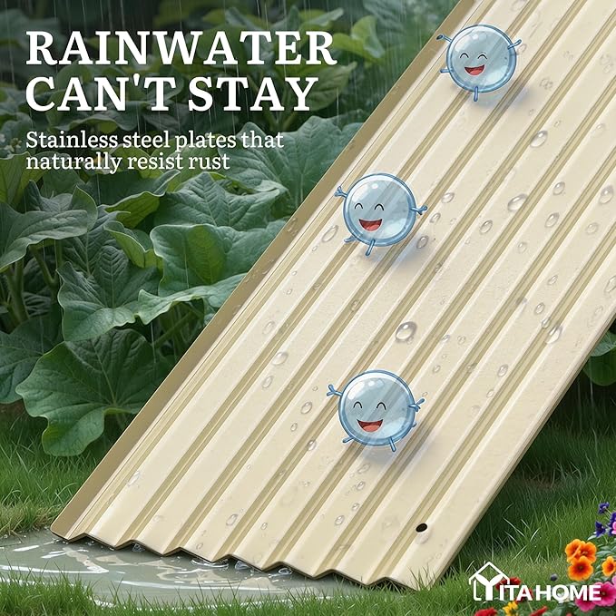 YITAHOME 24" Tall 9 in 1 Large Raised Garden Bed Kit, 8x2x2ft Galvanized Metal Planter Box with Gloves and Safety Rubber, Outdoor Above Ground Planters for Plants Vegetables Flowers, Cream Yellow
