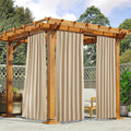 NICETOWN 2 Panels Outdoor Curtains for Patio Waterproof & Windproof, Pocket & Back Tab on Top & Bottom Weighted Drapes Keep Sun/Rain Out with Bonus Rope for Pergola, Biscotti Beige, W52 x L108