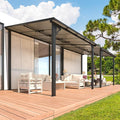 AECOJOY 22' x 8' Gazebo for Patio, Large Wall-Mounted Hard Top Lean-to Gazebo Pergola with Roof 8' x 22' on Clearance, Heavy Duty Patio Awnings for Decks, Backyard