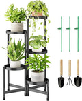 5 Tier Plant Stand Indoor, Tiered Plant Stand Outdoor for Multiple Plants, Corner Plant Shelf for Patio Balcony Porch Garden Living Room House, Black