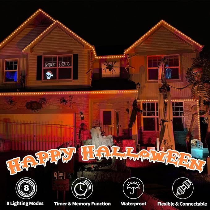 100ft LED Rope Lights Outdoor, 720 LED Connectable and Flexible Tube Lights with 8 Modes, Waterproof Indoor Outdoor LED Rope Lighting for Deck, Garden, Pool, Patio,Party, Holloween Decoration (Orange)