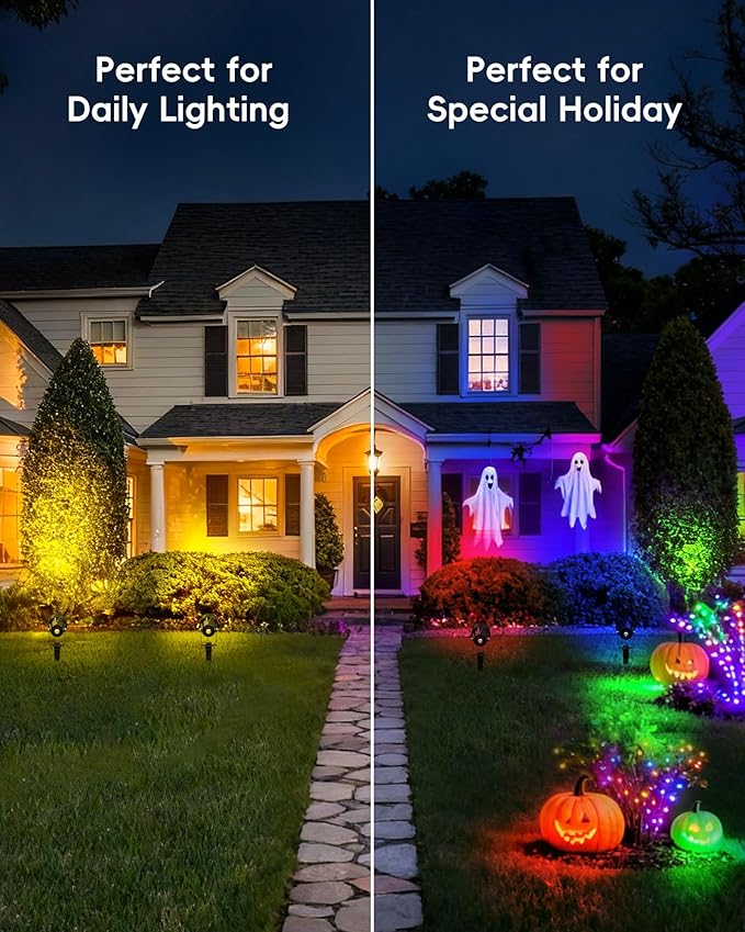 CORESLUX Christmas Smart Spot Lights Outdoor, Color Changing Warm White Landscape Lights with APP and Remote Control, Spotlight Waterproof for Garden Yard Patio Landscape, 6 Pack
