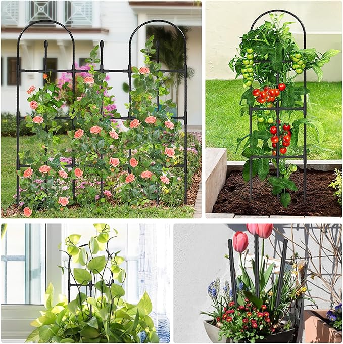 2 Pack Trellis for Climbing Plants Outdoor,47.2" H Garden Trellis,Rustproof Garden Arch Trellis Cucumber Tomato Support Structure for Raised Bed