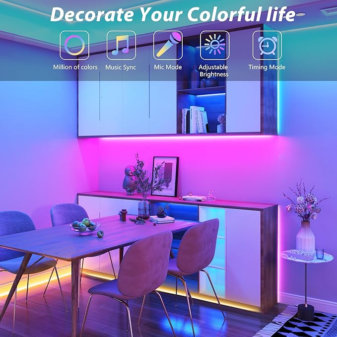 Outdoor Led Strip Lights Waterproof 50ft (1 Roll), Ip65 Outside Led Light Strip Waterproof with Remote and App Control, Exterior Led Rope Lights Music Syne RGB Strip Lights for Bedroom Decor