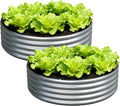 4x4x1ft(2 Pack) Galvanized Round Raised Garden Bed,Outdoor Planter Box Metal Patio Kit Planting Bed for Vegetables Flowers Herb,Silver