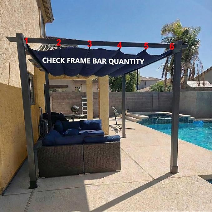 Pergola Shade Cover Replacement Canopy Top Compatible with 10 X 13 ft 6-Bar Pergola Frames - Navy Blue (Canopy Size 116" W x 135" L, Canopy Top Only)