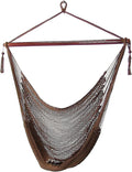 Sunnydaze Outdoor Hammock Chair Swing - Hanging Hammock Swing - Hanging Reading Chair - Soft-Spun Polyester Rope - Caribbean XL - Mocha