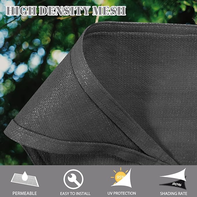 Cool Area Sun Shade Sail 12x16FT Rectangle Shade Canopy Outdoor Sunshade for Patio Backyard Garden, Dark Grey