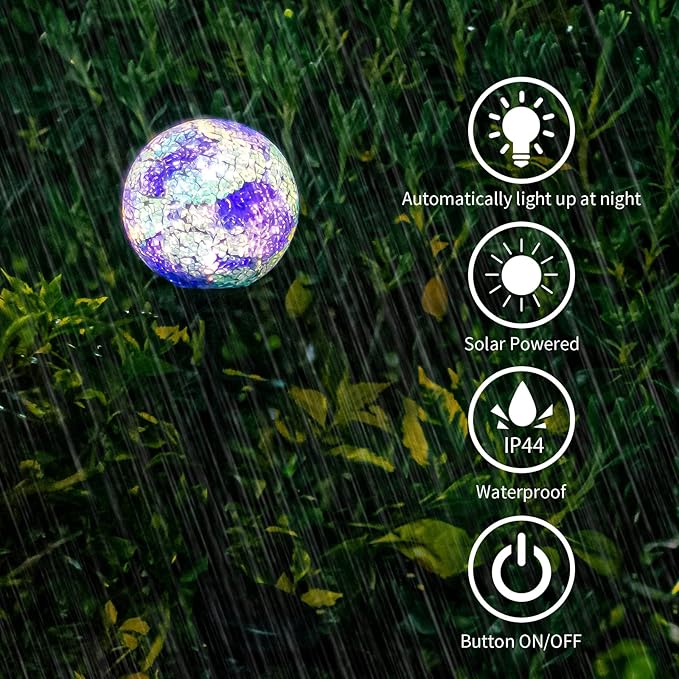 VCUTEKA Solar Lights Outdoor Decorative - Mosaic Solar Garden Stakes Light Waterproof LED Light for Landscape Lawn Patio Yard Decoration, Blue, 1 Pack