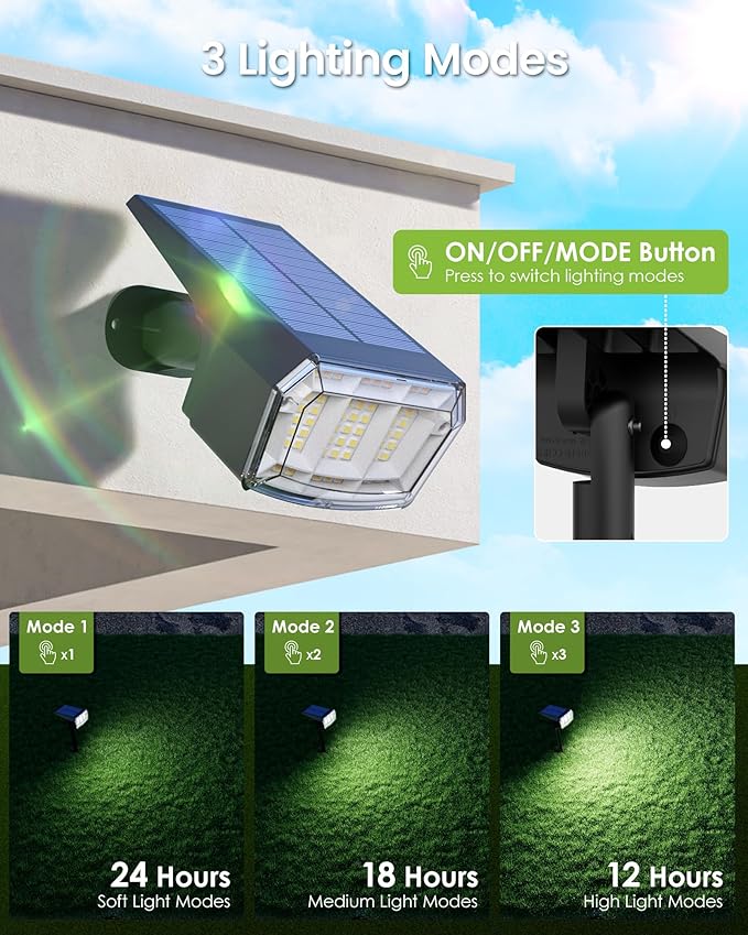 Solar Spot Lights Outdoor IP67 Waterproof 10 Pack, 63 LED 3 Modes Solar Landscape Spotlights for Yard Garden Pathway Wall House Garage (Cool White)