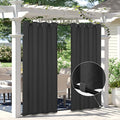 Easy-Going Linen Look Outdoor Curtains Waterproof Windproof Porch Curtains, Soft Thicken Outdoor Privacy Curtains for Patio, Gazebo, Grommet Top and Tab Bottom Drape, 1 Panel, 54x84 inch, Black