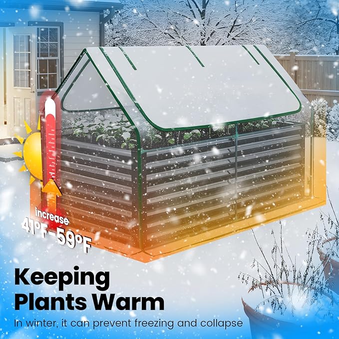 Quictent Raised Garden Bed Galvanized Raised Beds for Gardening Vegetables with Cover 6x3x2 ft Tall Metal Planter Box Outdoor Use (Clear)
