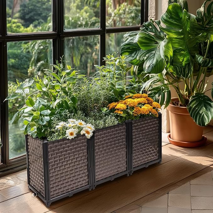 Large Planters for Outdoor Plants - Deepened 20" H, Raised Beds for Gardening Self Watering, Elevated Planter Box with Legs, Rectangular Garden Planters for Outdoor Plants Flowers, 47.2"L x 15.7"W