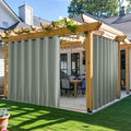 NICETOWN 2 Panels Outdoor Curtains for Patio Waterproof & Windproof, Extra Wide Grommet & Back Tab on Top & Bottom Thermal Insulated Sun Blocking Drapes with Rope for Gazebo, Sage Green, W100 x L84