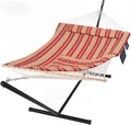 SUNCREAT Hammocks Portable Hammock with Stand, Hammock with Stand 2 Person Heavy Duty for Bedroom, Backyard, Patio, Balcony, Red Stripe
