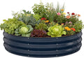 Galvanized Raised Garden Bed 4×4×1 FT, Round Metal Raised Garden Bed Outdoor Planter Box with Open Bottom, Rust-Resistant Steel Garden Bed for Vegetables Herbs Flowers, Easy Assembly