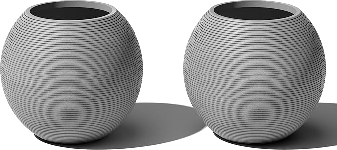 Veradek Strata Series Sphere Round Planter for Patio & Backyard | Durable Plastic-Stone Material | Modern Décor for Tall Trees and Plants
