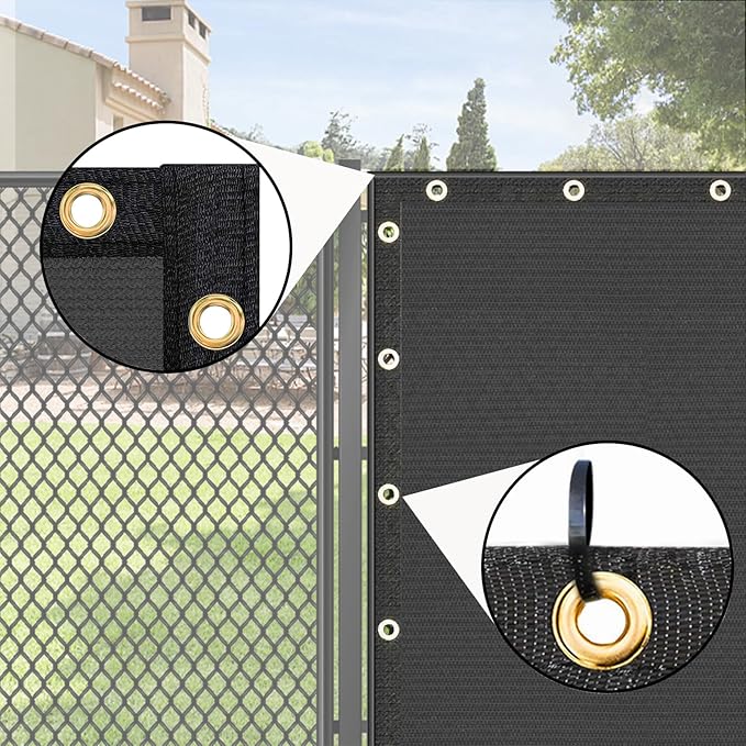 UPGRADE Privacy Fence Screen 5'x5' Dark Grey Outdoor 90% Visibility Blockage 170 GSM Mesh Shade Cover Panels for Backyard,Balcony,Home Decoration with Zip Ties,Customized Avaliable
