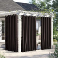 NICETOWN 2 Panels Weighted Outdoor Curtains for Patio Waterproof, Thermal Insulated Grommet & Back Tab on Top & Bottom Windproof Sun Blocking Draperies for Gazebo with Rope, Toffee Brown, W66 x L84