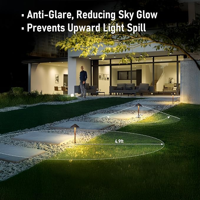 LEONLITE 5CCT Low Voltage Landscape Lights, 3W, 12-24V AC/DC, Pathway Lighting Wired, IP65 Waterproof Light for Yard Lawn, ETL Listed, Oil Rubbed Bronze Aluminum Housing, 1800K-5000K, Pack of 4