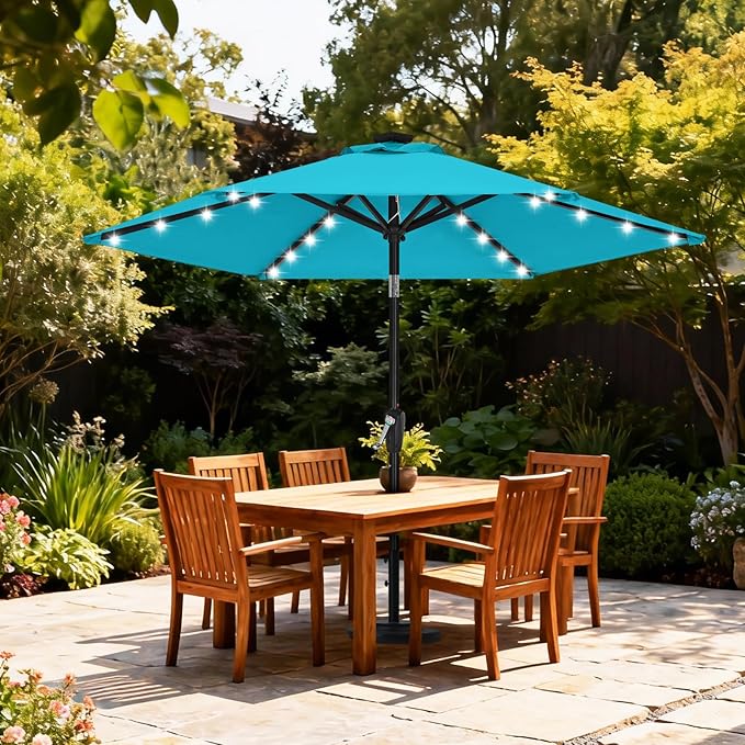 ABCCANOPY 7.5ft Solar 24 LED Lighted Patio Umbrella, Lake