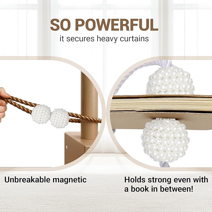 Hion Magnetic Curtain Tiebacks Dark Brown 2pcs, Curtain Tiebacks Buckles Holdbacks Holders Hooks Clip for Home Bedroom Office Decorative Curtain