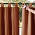 NICETOWN 2 Pieces Outdoor Curtainss for Pergola Waterproof, Self-Sticky Tab Top Blackout Indoor Outdoor Public Dividers Vertical Drapes Windproof Keep Privacy for Gazebo, Mecca Red, W52 x L95 inch