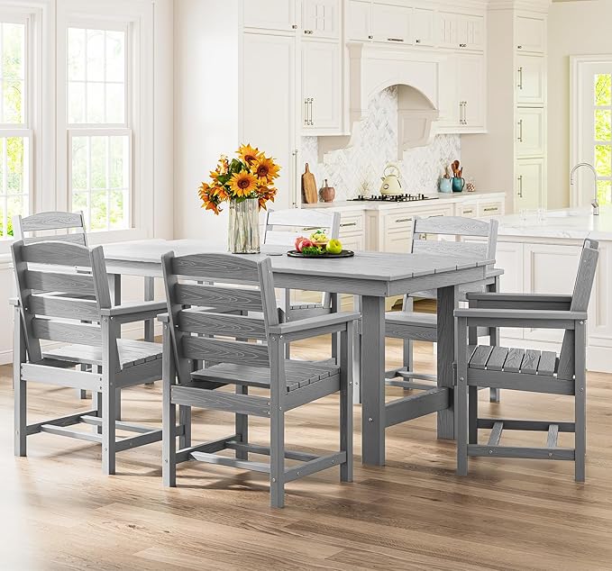 SERWALL Patio Dining Chair Set of 2, Light Gray